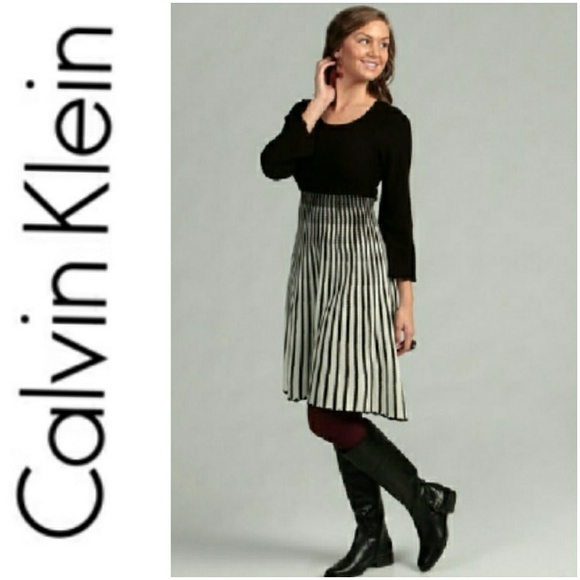 Calvin Klein Dresses & Skirts - Calvin Klein SWEATER DRESS FIT AND FLARE LARGE WOMENS NWOT